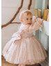 Blush Pink Pearl Embellished Tulle Flower Girl Dress Baby Girl Dress